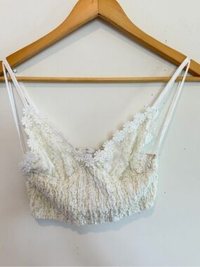 Princess Polly White and Gold Tweed Crop Top